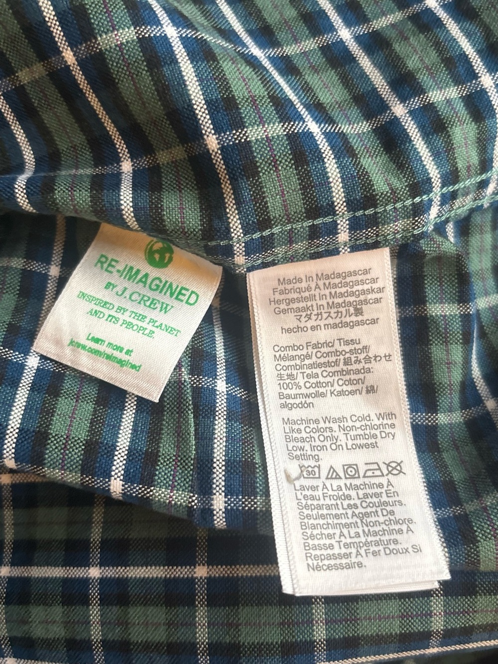 J Crew Shirt Men Medium Green Plaid Flex Oxford Slim Fit Long Sleeve Preppy - Picture 5 of 5